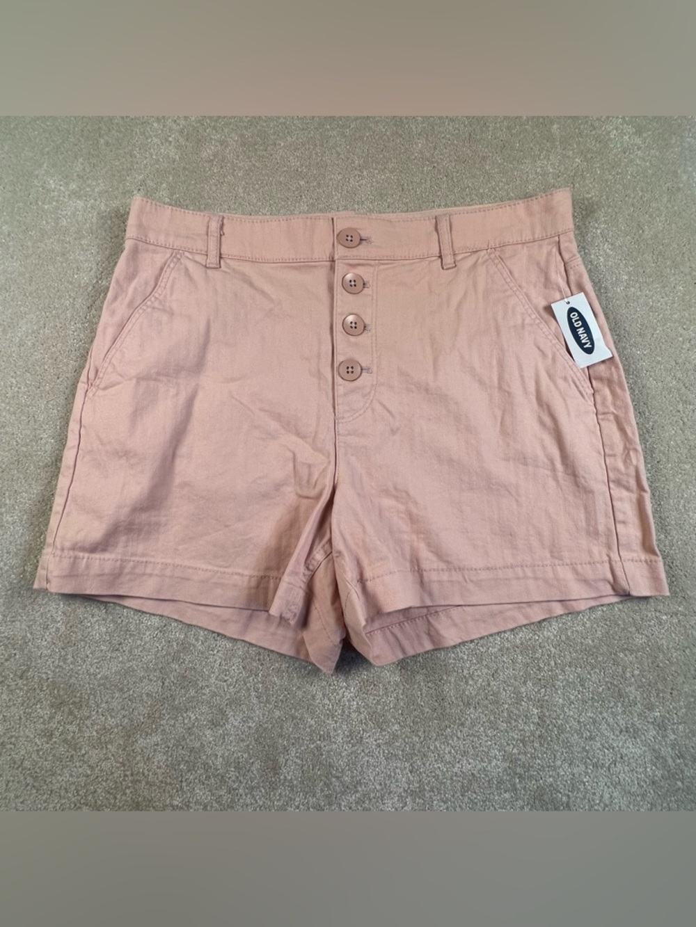 Old Navy Shorts Button Fly Casual Cotton‎ Pink NWT High Rise Women's 8